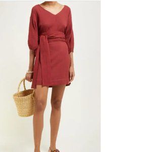 Rhode - Arya Slubbed-Cotton Mini Dress  Burgundy
